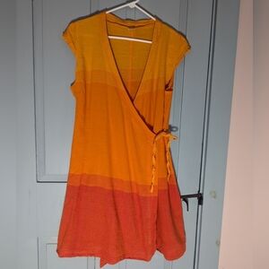 🧡 Beachwear L Dress cover up cotton tie sun yellow summer Swim